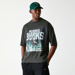 Milwaukee Bucks New Era Washed NBA T-Shirt Dark Gray - Taass discount