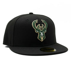 Milwaukee Bucks Team Logo New Era 59FIFTY Fitted NBA Cap Black - Taass US