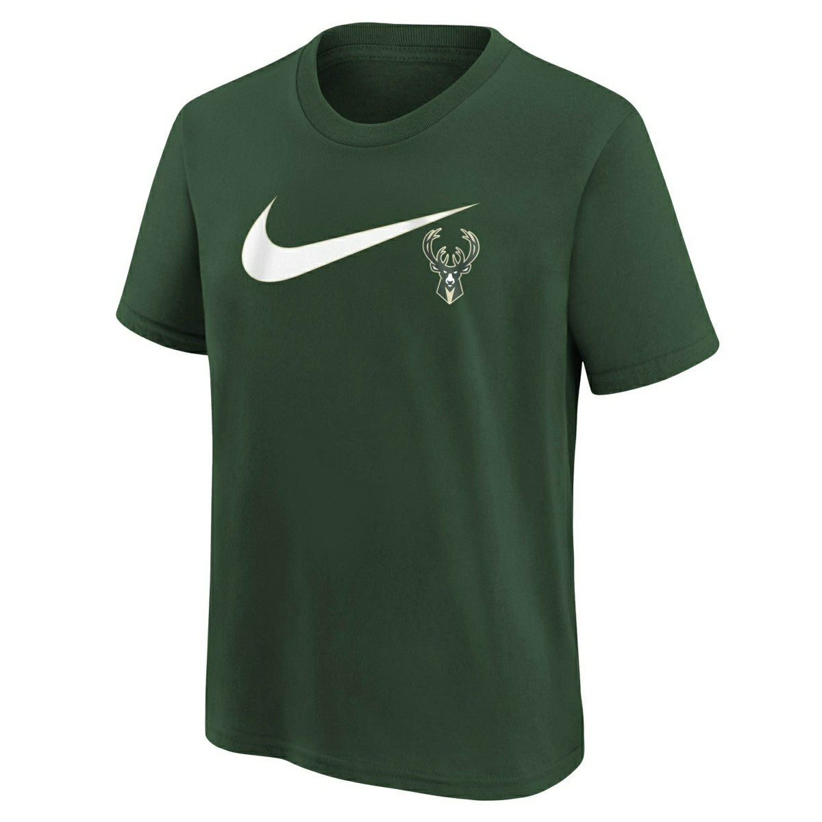Milwaukee Bucks Nike Swoosh Logo NBA T-Shirt Green (YOUTH) - Taass on sale