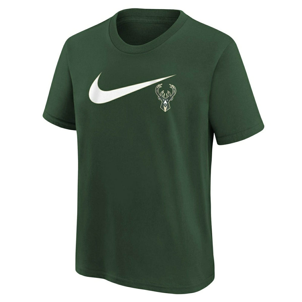 Milwaukee Bucks Nike Swoosh Logo NBA T-Shirt Green (YOUTH) - Taass on sale