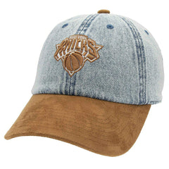 New York Knicks Denim Suede 1904 Strapback NBA Cap Blue/Brown - Taass outlet