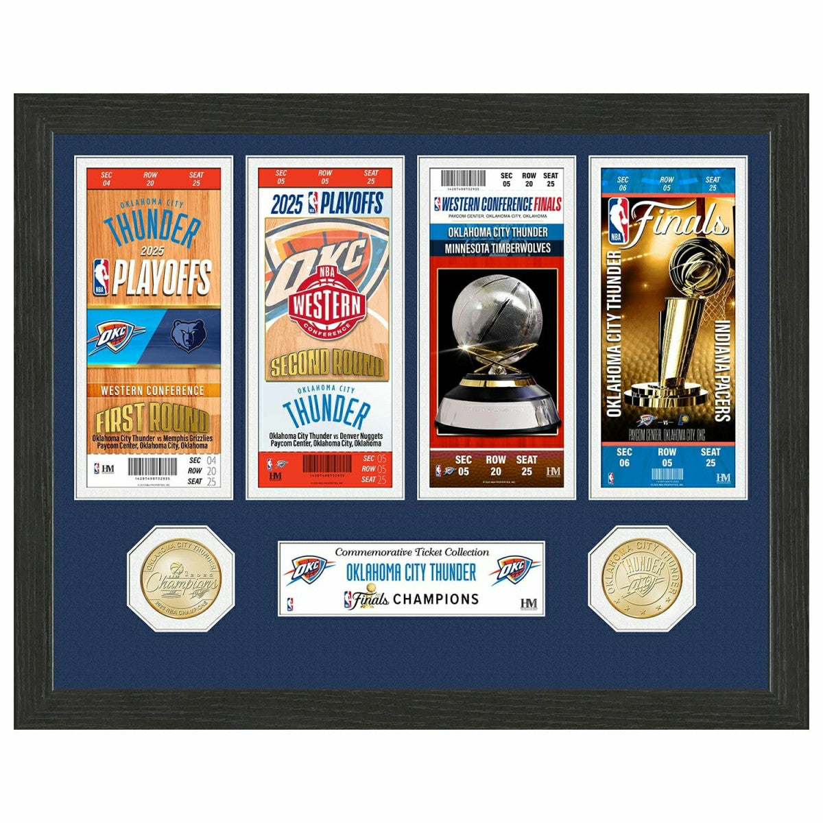 Oklahoma City Thunder 2025 Road to the NBA Finals Tickets Bronze Coins Framed Photo - Taass US
