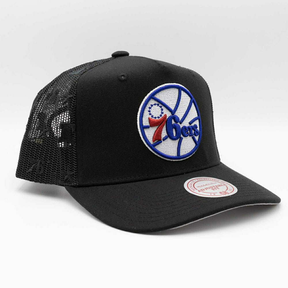 Philadelphia 76ers Mitchell & Ness Monogram NBA Trucker Cap Black - Taass sale