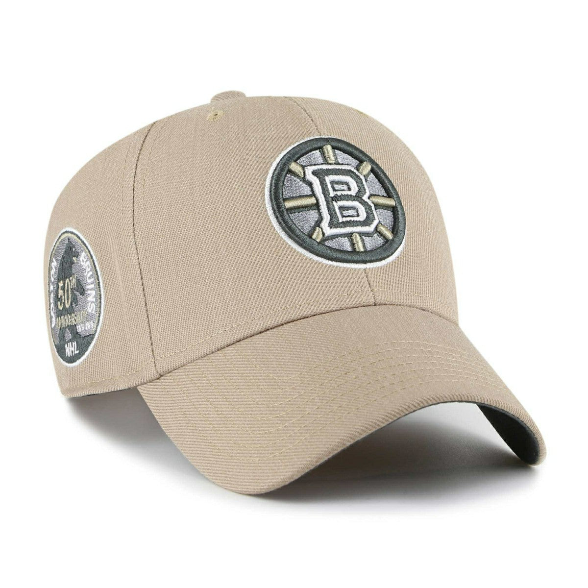 Boston Bruins 50th Anniversary Snapback '47 MVP NHL Cap Khaki - Taass sale
