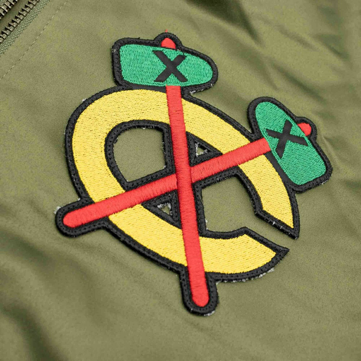 Chicago Blackhawks Olive Mitchell & Ness Heavyweight Satin NHL Jacket - Taass outlet