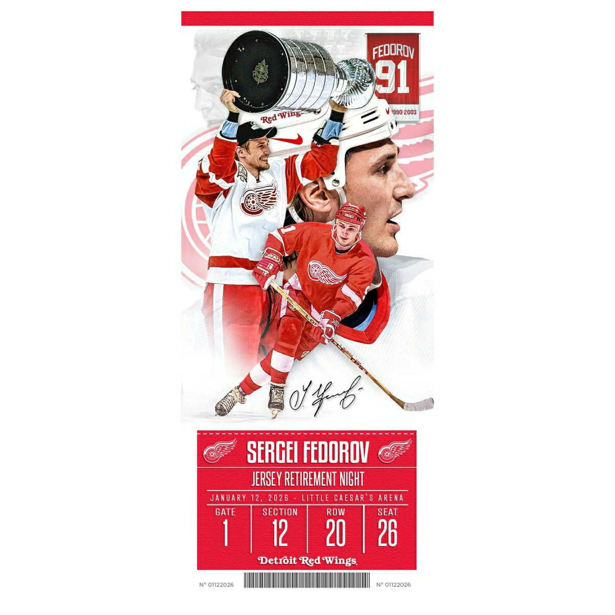 Sergei Fedorov Detroit Red Wings Retirement Night Ticket 3D Block Art - Taass on sale