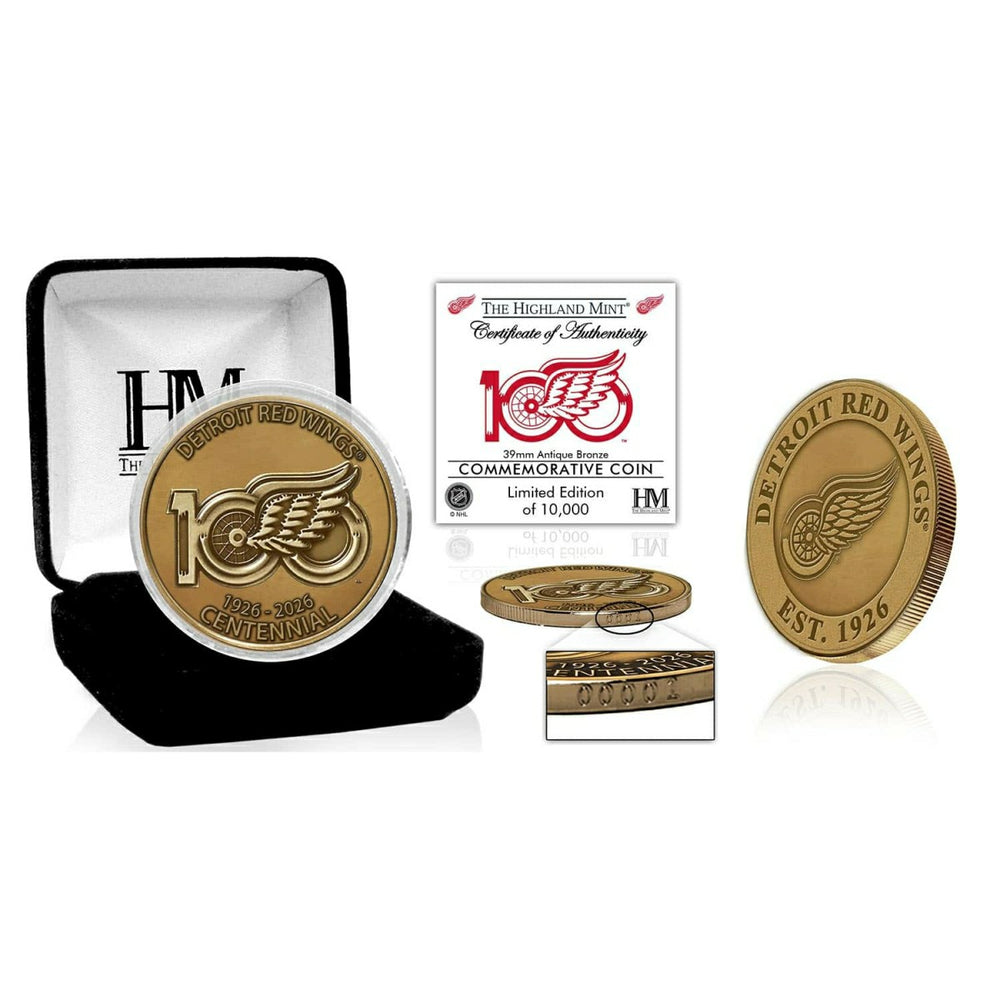 Detroit Red Wings 100th Anniversary Antique Bronze Coin - Taass Online
