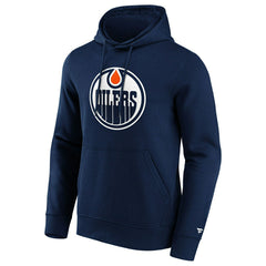 Edmonton Oilers Primary Logo NHL Hoodie Navy - Taass on sale