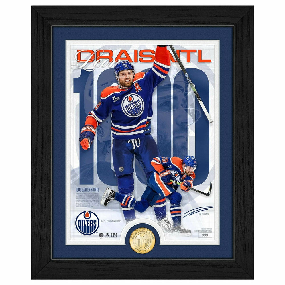 Leon Draisaitl Edmonton Oilers 1000 Points Bronze Coin NHL Photo Frame - Taass outlet