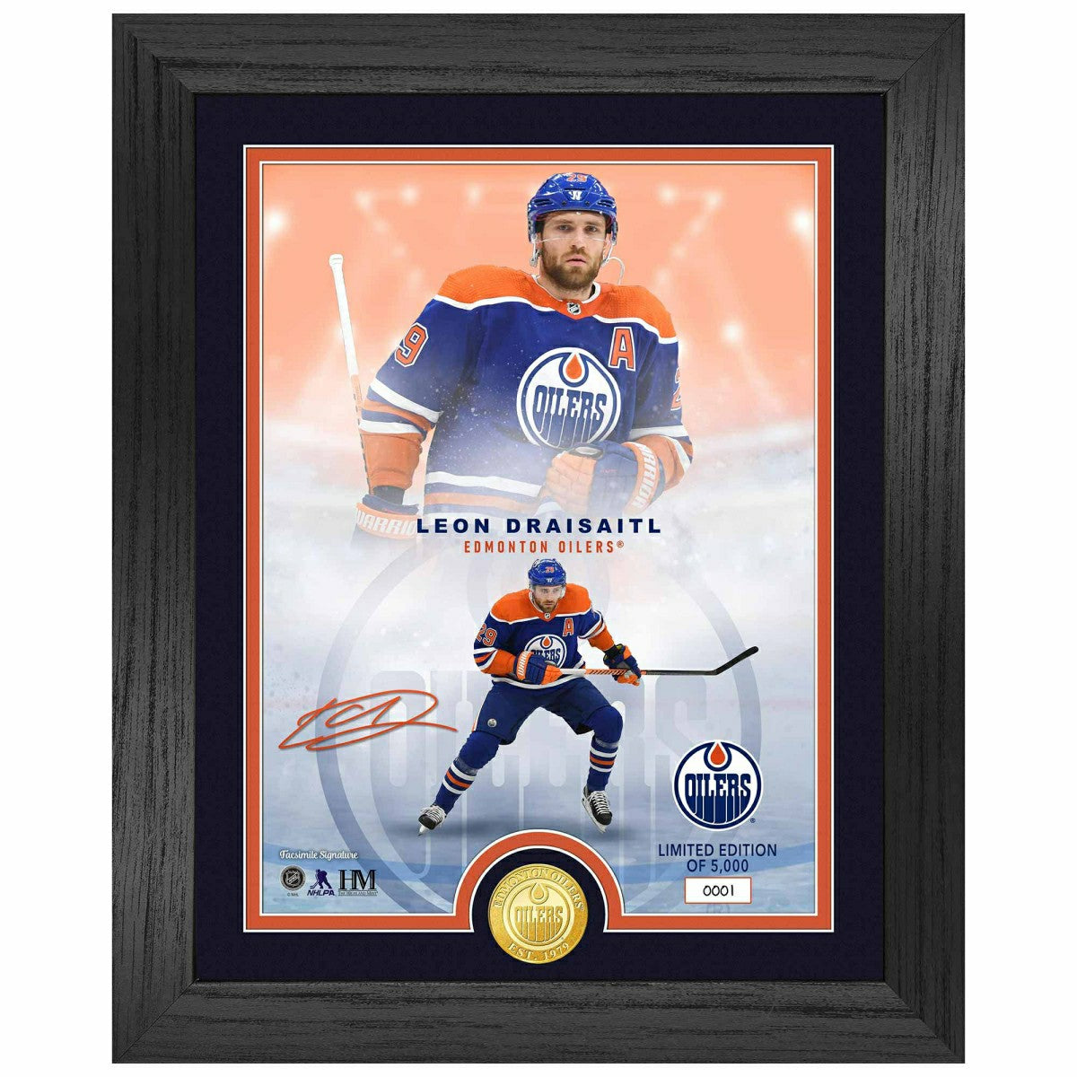 Leon Draisaitl Edmonton Oilers Bronze Coin Framed NHL Photo - Taass discount
