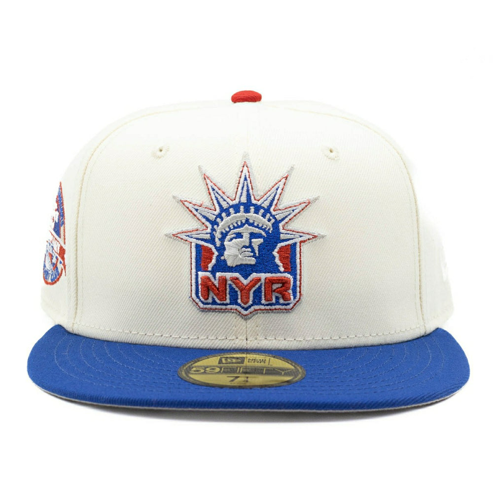New York Rangers 85th Anniversary New Era 59FIFTY Fitted NHL Cap Chrome - Taass outlet