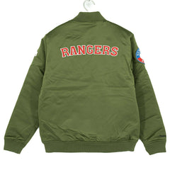 New York Rangers Olive Mitchell & Ness Heavyweight Satin NHL Jacket - Taass for sale
