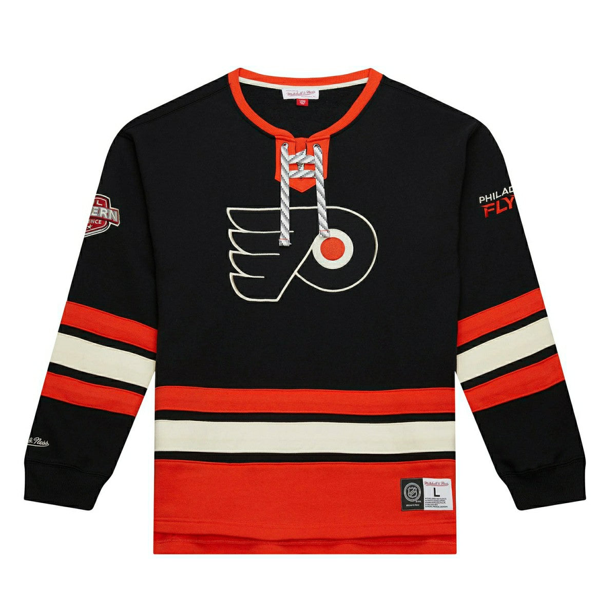 Philadelphia Flyers Mitchell & Ness Heritage NHL Lace-Up Jersey Crew - Taass on sale