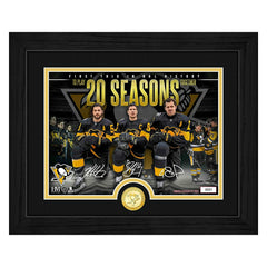 Crosby Malkin Letang 20 Seasons Penguins Bronze Coin NHL Photo Frame - Taass discount