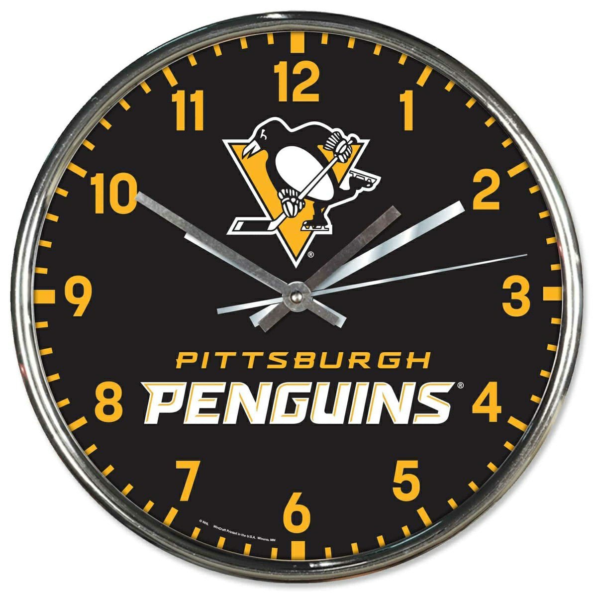 Pittsburgh Penguins Chrome NHL Team Design Wall Clock - Taass US