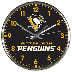 Pittsburgh Penguins Chrome NHL Team Design Wall Clock - Taass US