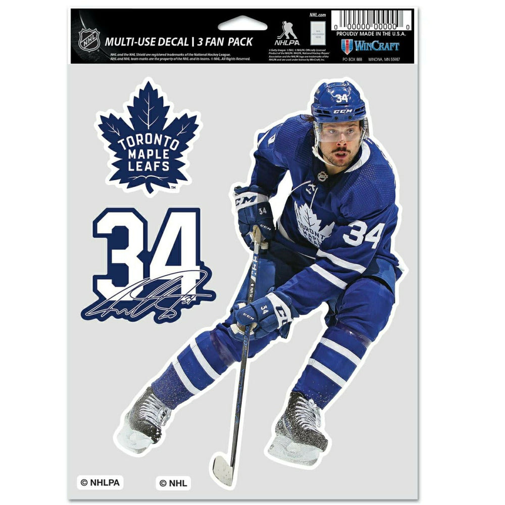 Auston Matthews #34 Toronto Maple Leafs Player NHL Decals Set (3 Pcs.) - Taass outlet