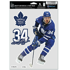 Auston Matthews #34 Toronto Maple Leafs Player NHL Decals Set (3 Pcs.) - Taass outlet