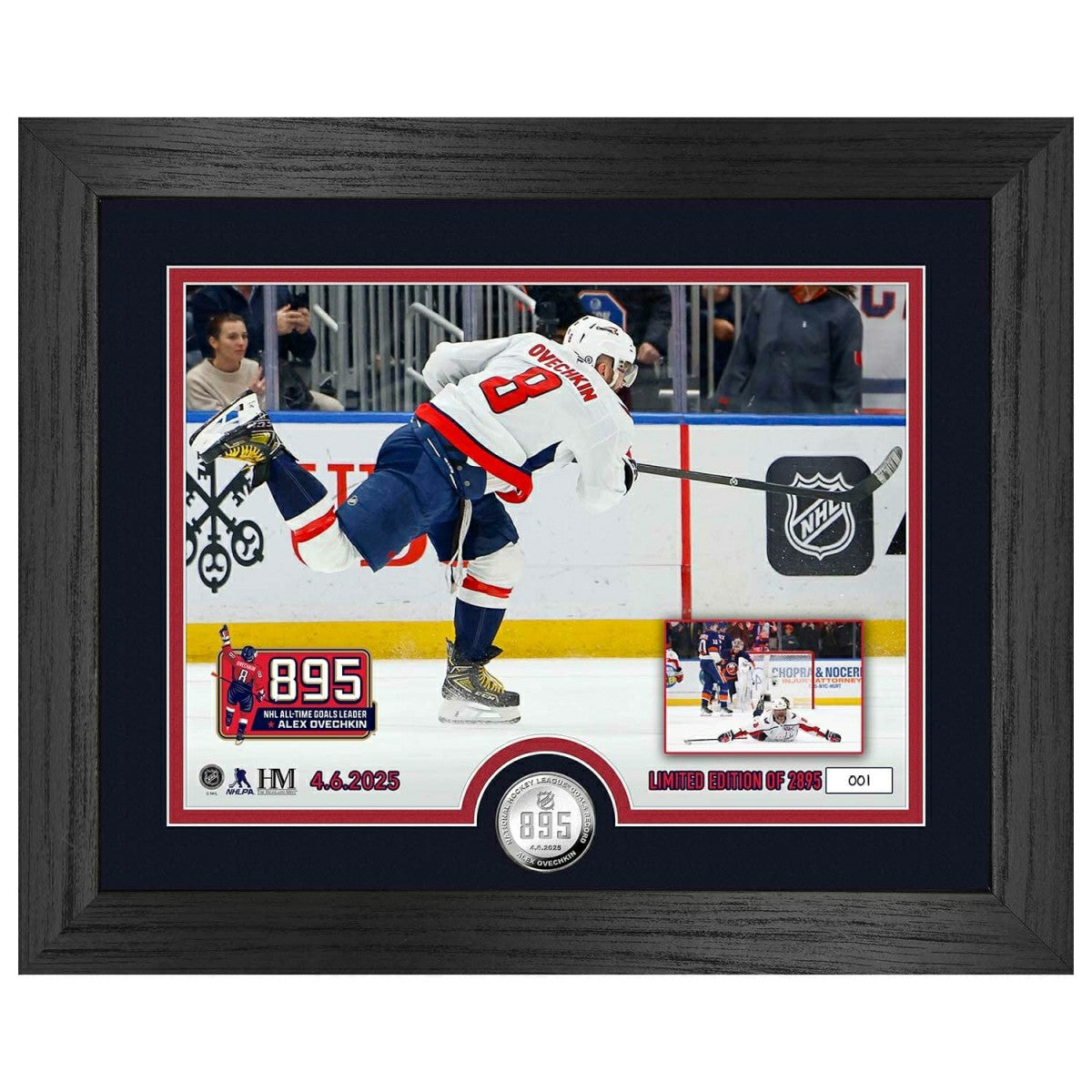 Alex Ovechkin 895 Goals Record Silver Coin Framed NHL Photo - Taass US