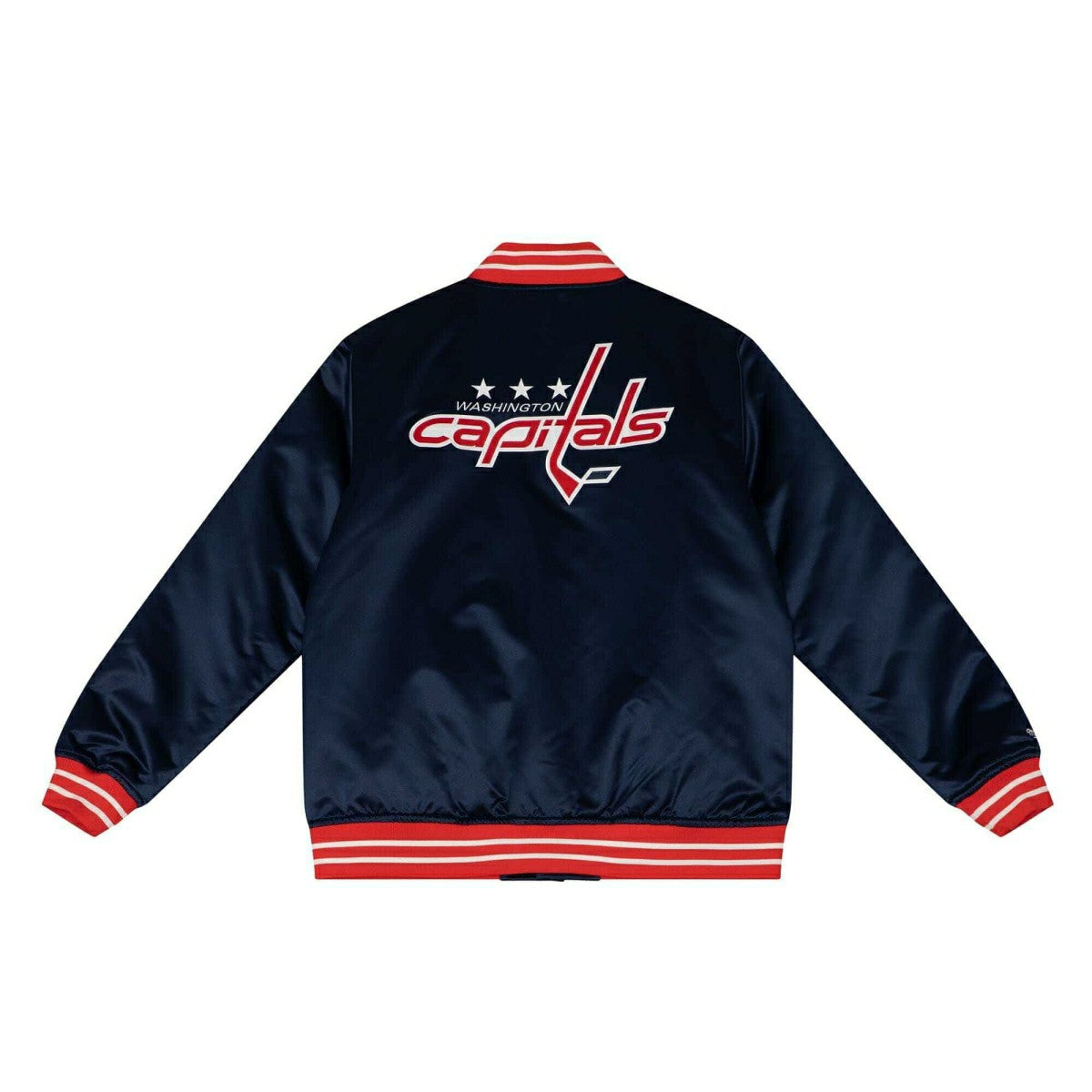 Washington Capitals Heavyweight Satin Mitchell & Ness NHL Jacket Navy - Taass on sale