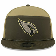 Arizona Cardinals 2025 NFL Salute to Service 9FIFTY Split Panel Trucker Snapback Cap Olive - Taass outlet