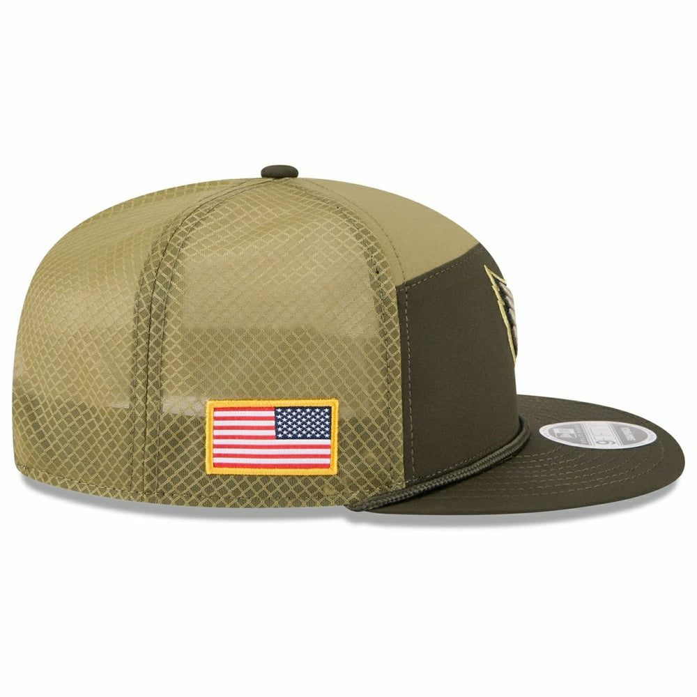 Arizona Cardinals 2025 NFL Salute to Service 9FIFTY Split Panel Trucker Snapback Cap Olive - Taass outlet