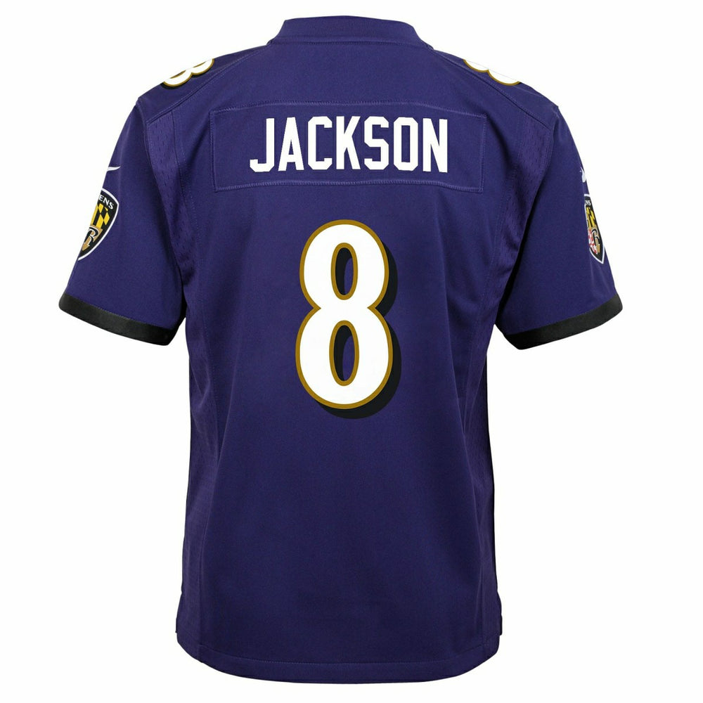 Lamar Jackson #8 Baltimore Ravens Game Youth NFL Jersey Purple (YOUTH) - Taass sale