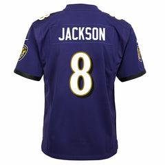 Lamar Jackson #8 Baltimore Ravens Game Youth NFL Jersey Purple (YOUTH) - Taass sale