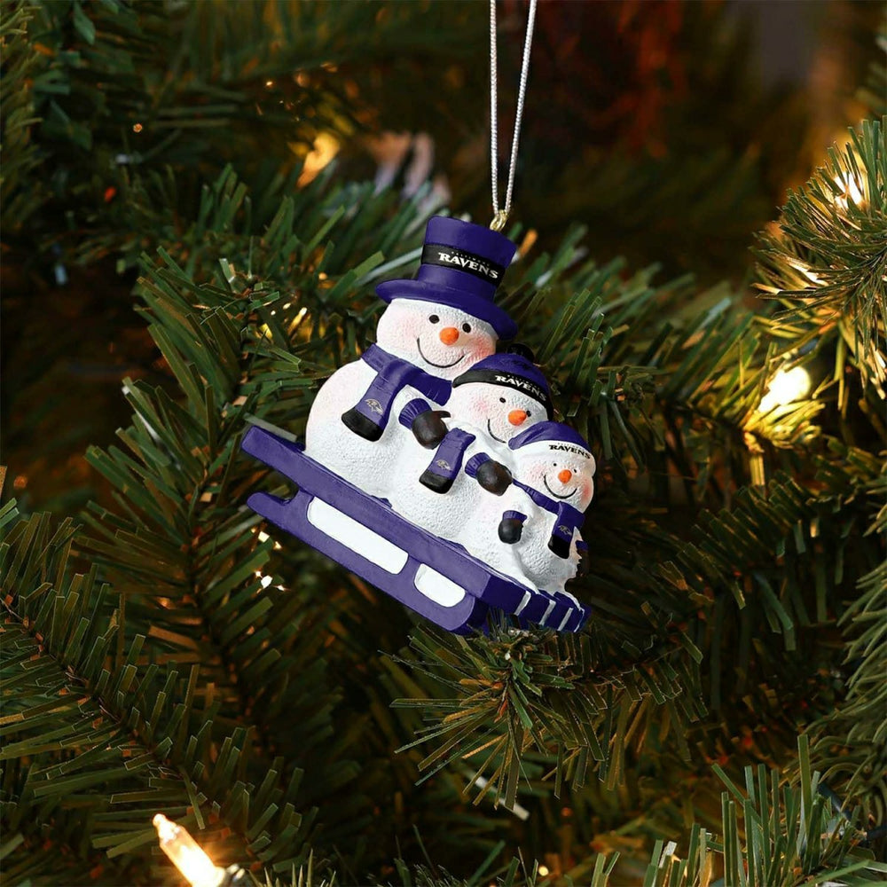 Baltimore Ravens NFL Sledding Snowmen Christmas Ornament - Taass for sale