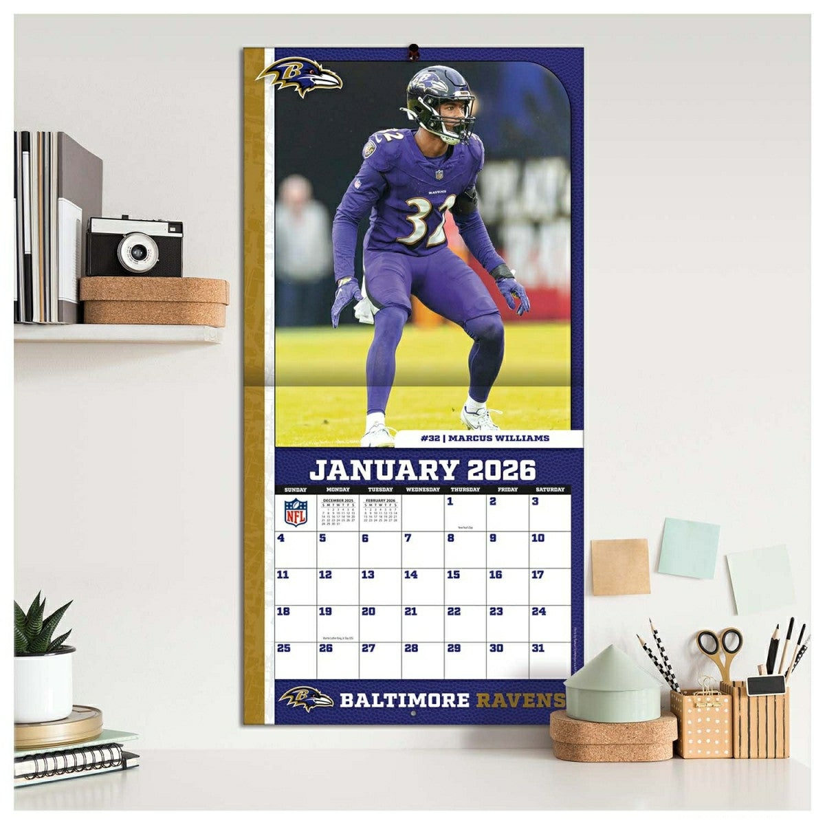 Baltimore Ravens 2026 Team NFL Wall Calendar - Taass for sale