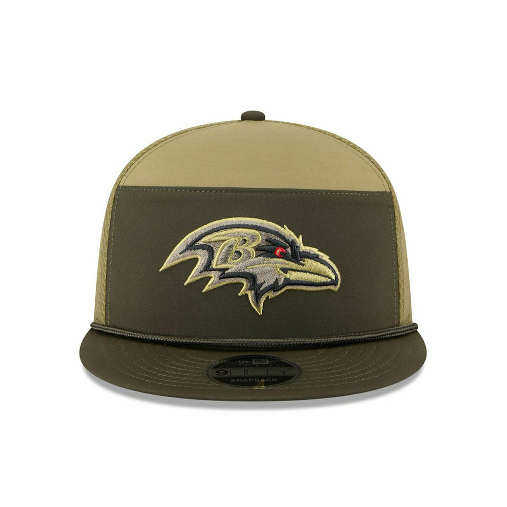 Baltimore Ravens 2025 NFL Salute to Service 9FIFTY Split Panel Trucker Snapback Cap Olive - Taass outlet