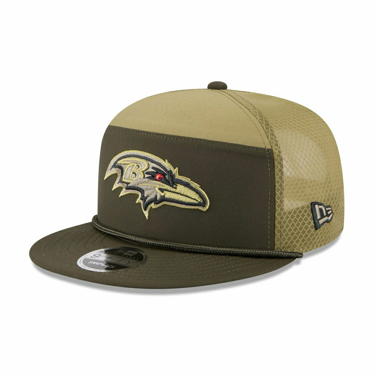 Baltimore Ravens 2025 NFL Salute to Service 9FIFTY Split Panel Trucker Snapback Cap Olive - Taass outlet