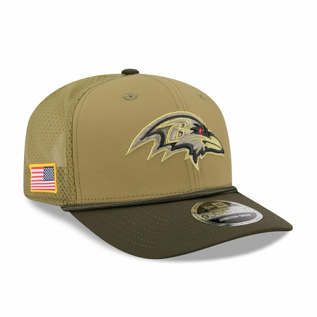 Baltimore Ravens 2025 NFL Salute to Service 9SEVENTY Trucker Snapback Cap Olive - Taass discount