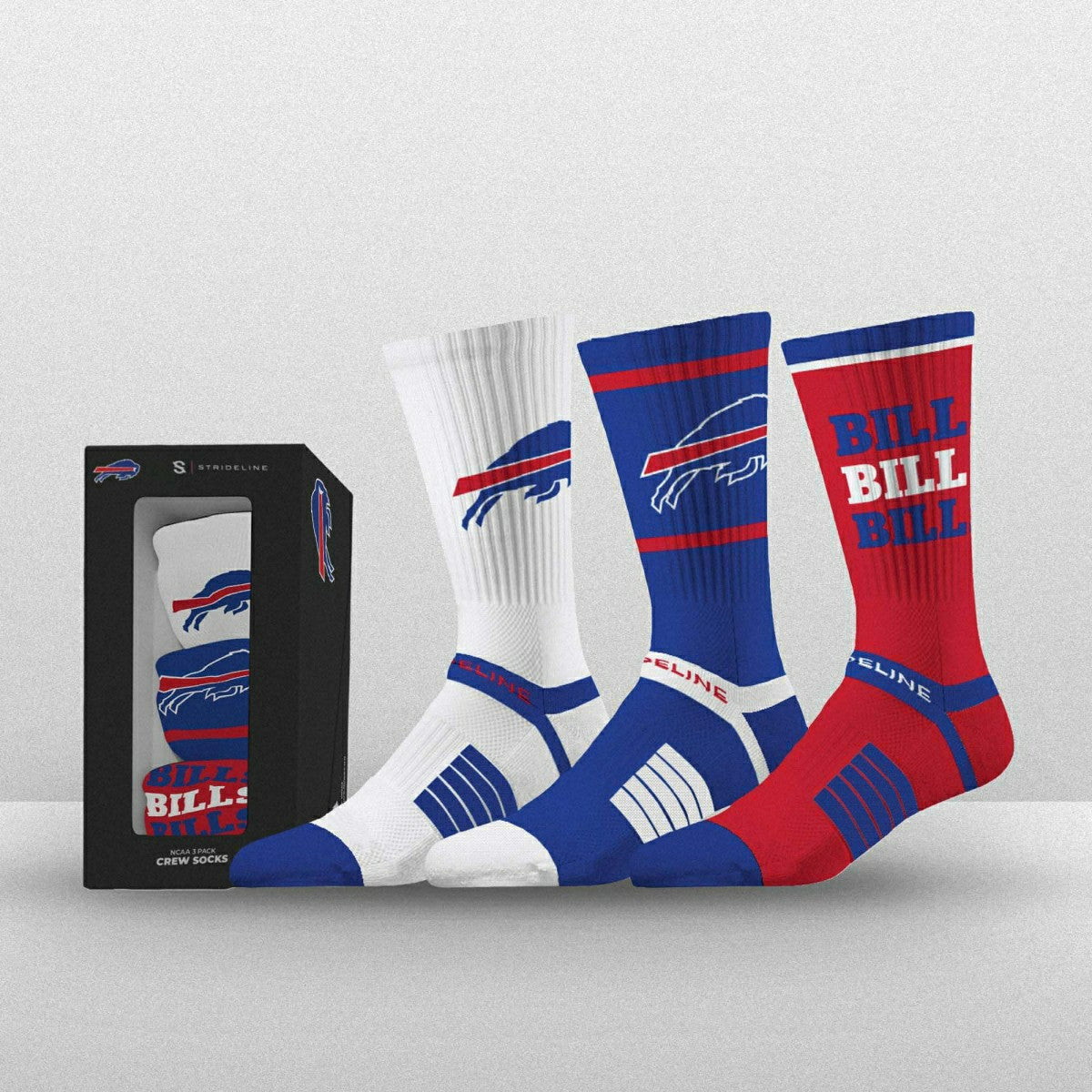 Buffalo Bills Strideline Premium NFL Crew Socks 3-Pack Box - Taass discount