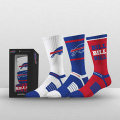 Buffalo Bills Strideline Premium NFL Crew Socks 3-Pack Box - Taass discount