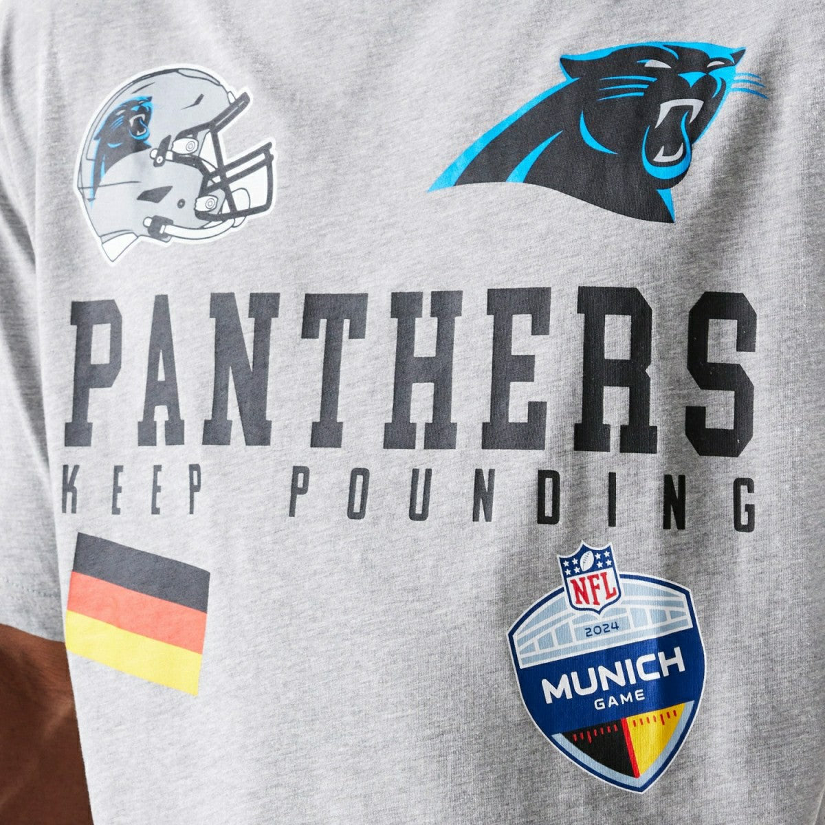 2024 NFL Munich Game Carolina Panthers Collegiate T-Shirt Gray - Taass Online