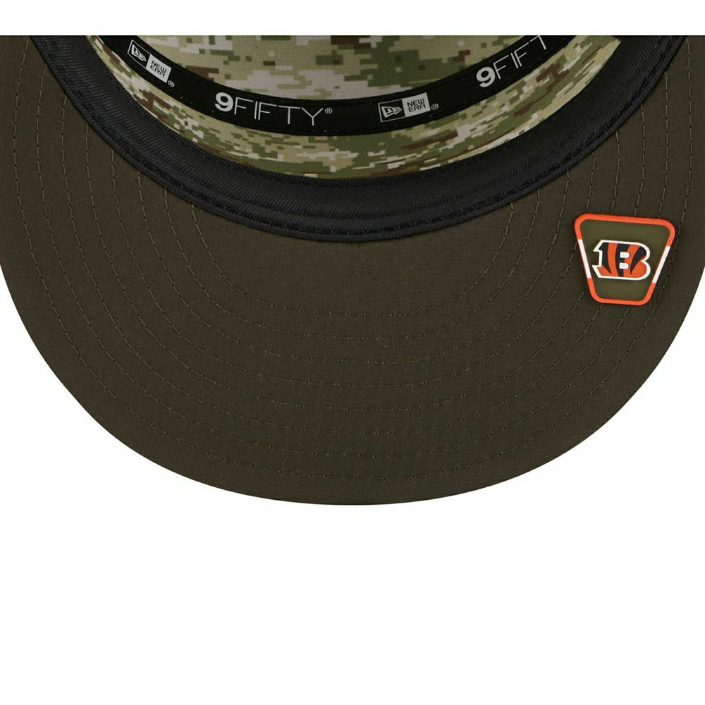 Cincinnati Bengals 2025 NFL Salute to Service 9FIFTY Split Panel Trucker Snapback Cap Olive - Taass on sale