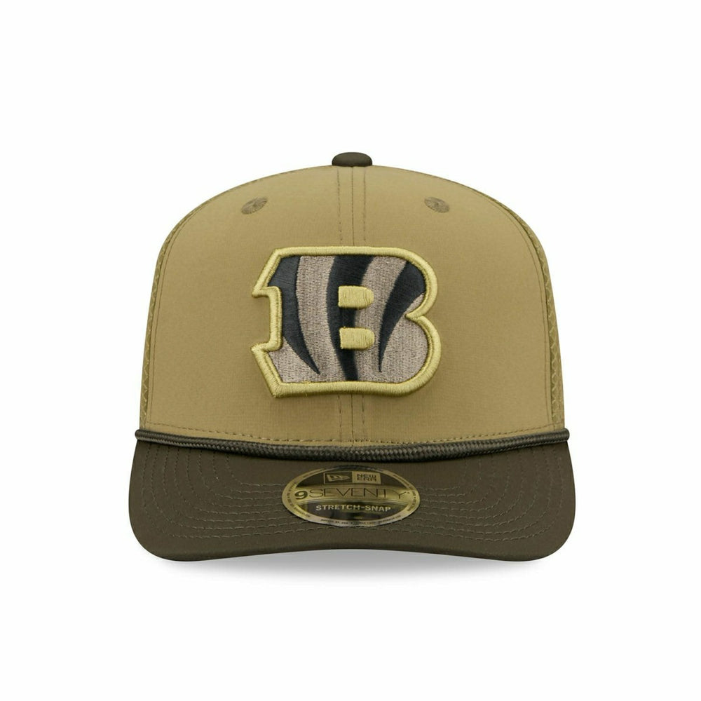 Cincinnati Bengals 2025 NFL Salute to Service 9SEVENTY Trucker Snapback Cap Olive - Taass sale