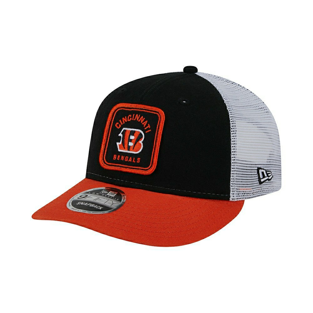 Cincinnati Bengals Patch Trucker New Era Low Profile 9FIFTY Snapback Cap - Taass on sale