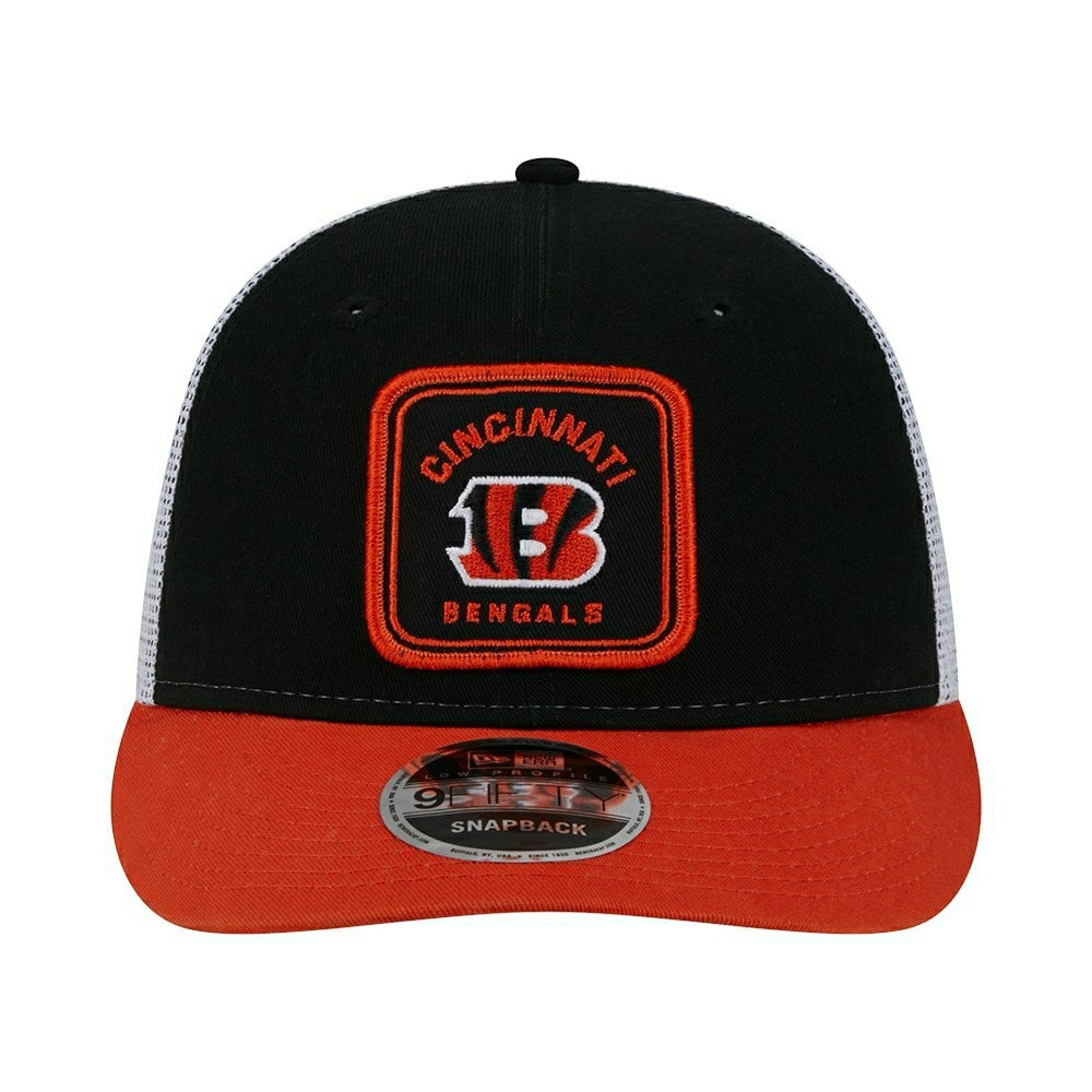 Cincinnati Bengals Patch Trucker New Era Low Profile 9FIFTY Snapback Cap - Taass on sale