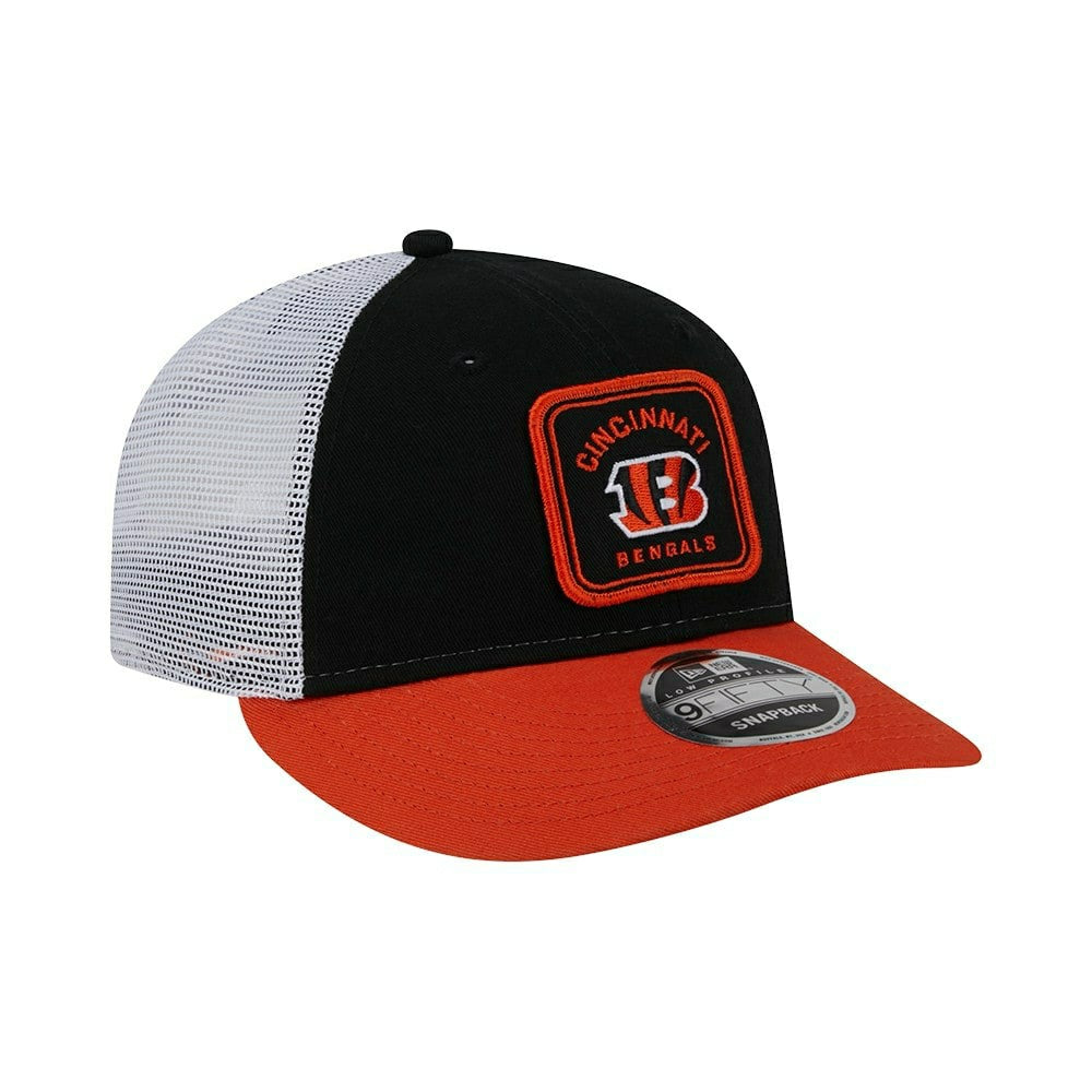 Cincinnati Bengals Patch Trucker New Era Low Profile 9FIFTY Snapback Cap - Taass on sale