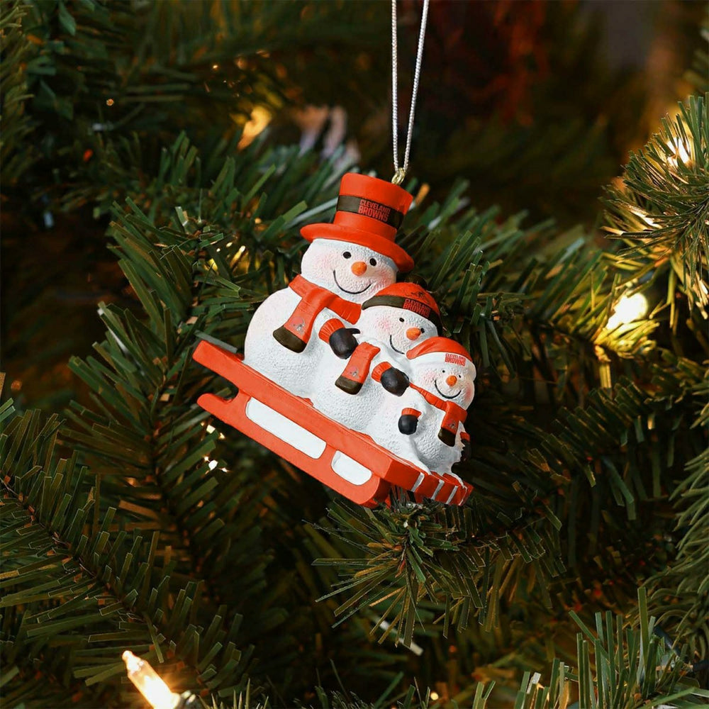 Cleveland Browns NFL Sledding Snowmen Christmas Ornament - Taass on sale
