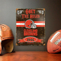Cleveland Browns Obey The Rules Embossed NFL Metal Sign - Taass Online