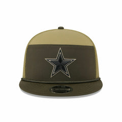 Dallas Cowboys 2025 NFL Salute to Service 9FIFTY Split Panel Trucker Snapback Cap Olive - Taass Online