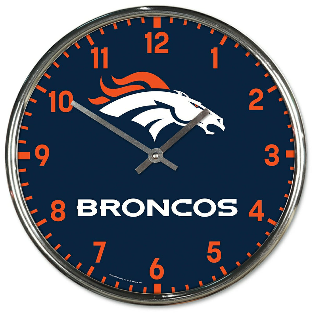 Denver Broncos Chrome NFL Team Design Wall Clock - Taass sale
