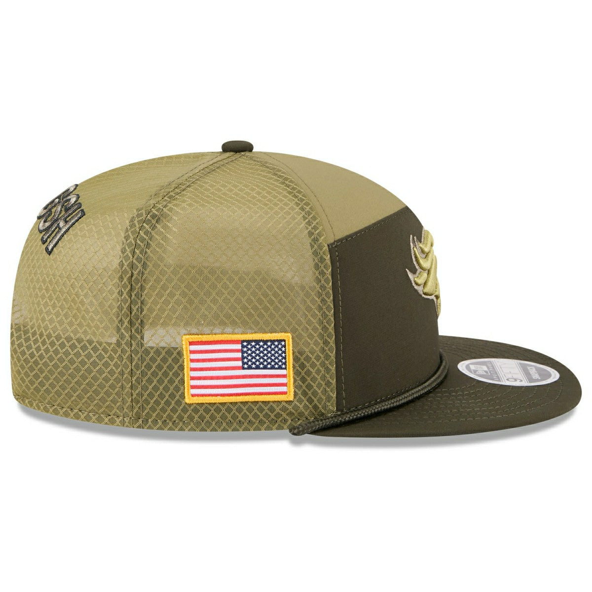 Denver Broncos 2025 NFL Salute to Service 9FIFTY Split Panel Trucker Snapback Cap Olive - Taass sale