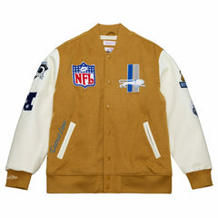 Detroit Lions Dusted Varsity NFL Jacket Brown/Cream - Taass discount