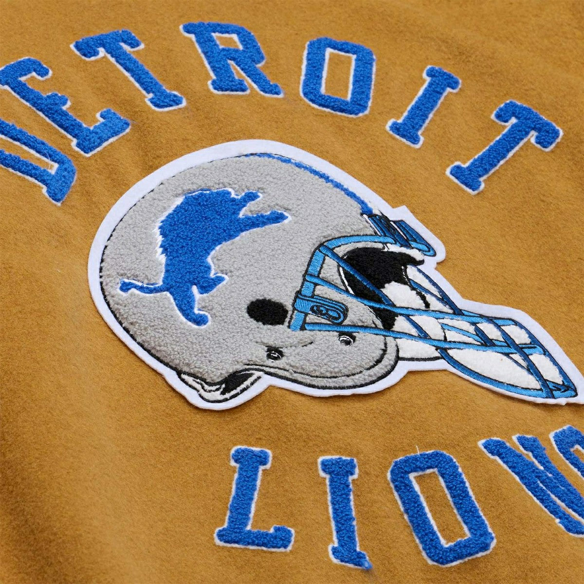 Detroit Lions Dusted Varsity NFL Jacket Brown/Cream - Taass discount