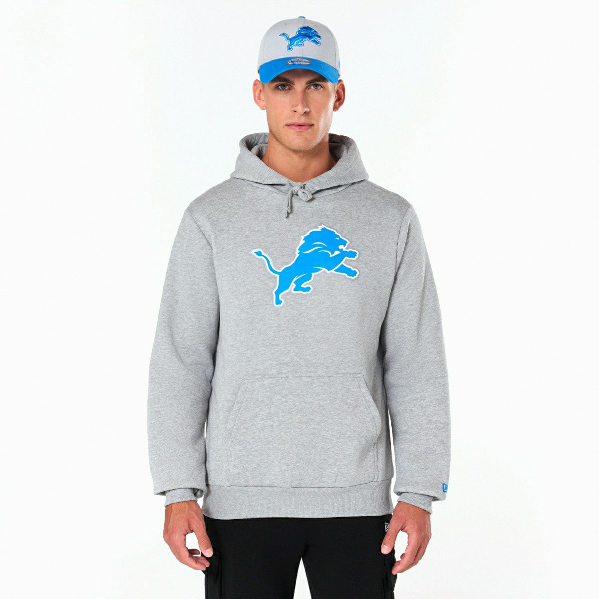 Detroit Lions Logo Hoodie New Era NFL Sweatshirt Grey - Taass on sale