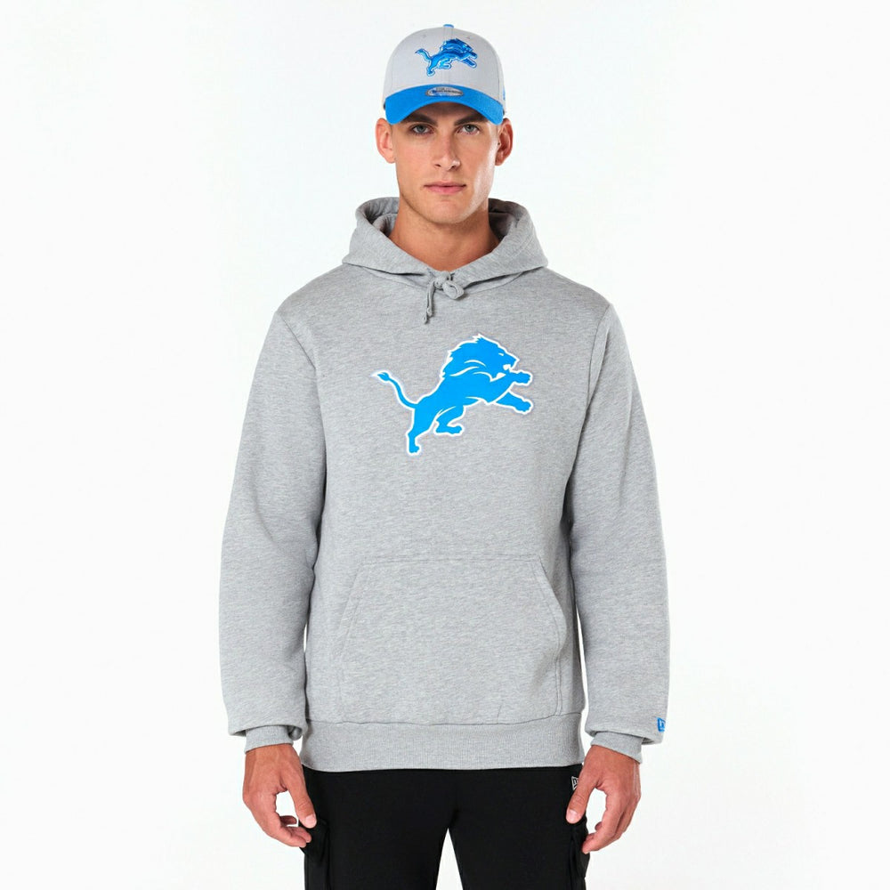 Detroit Lions Logo Hoodie New Era NFL Sweatshirt Grey - Taass on sale